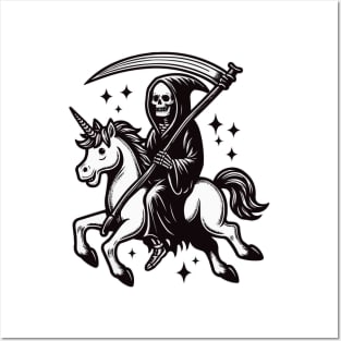 Grim Reaper Ride Unicorn Posters and Art